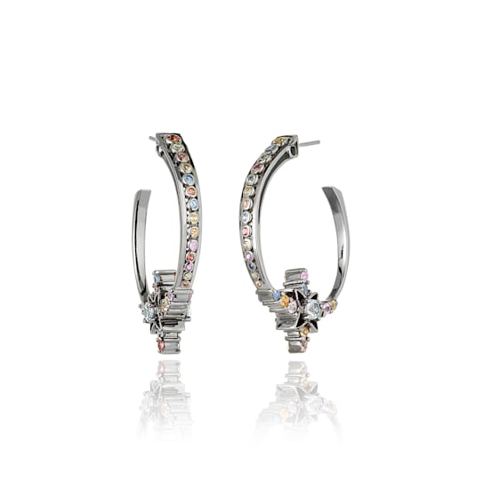 MCL Design Sapphire Blue Topaz Star Hoop Earrings