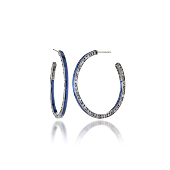 MCL Design Sapphire Enamel Hoop Earrings