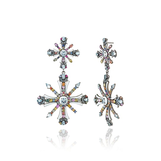 MCL Design Sapphire Crisscross Drop Earrings