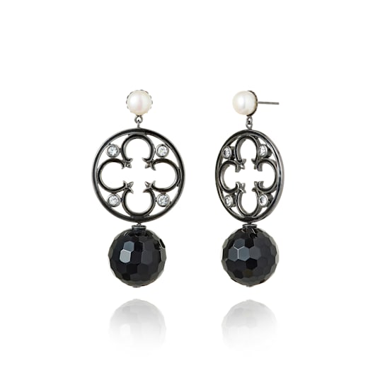 MCL Design Black & White Gemstone Drop Earrings