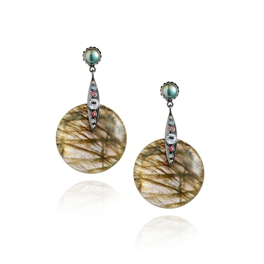 MCL Design Labradorite Pearl Drop Earrings