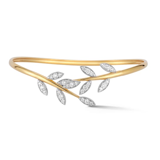 14K Gold 1.00 ct. tw. Diamond Vine Leaf Bangle