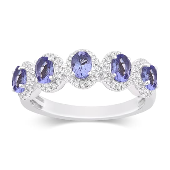 14K White Gold 0.72ct Oval Tanzanite & 0.19ct Diamond Ring