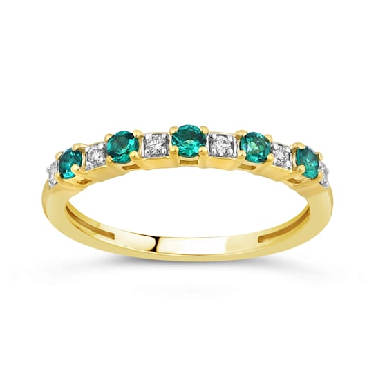 10K Yellow Gold 0.21ctw Royal Shine Emerald & 0.06ctw Diamond Ring