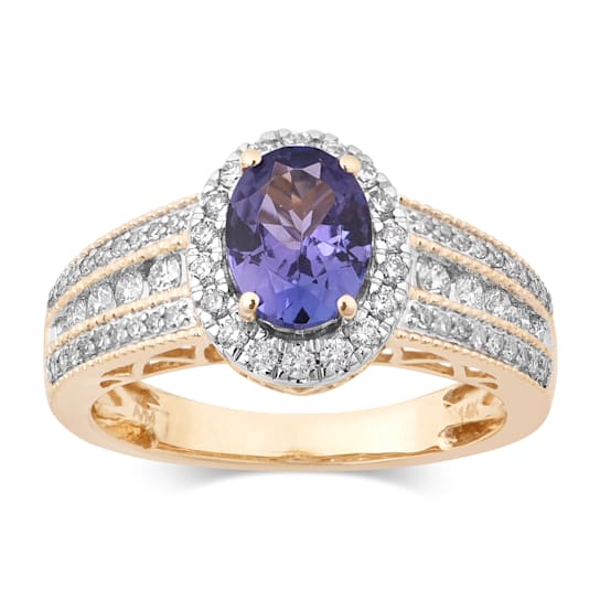 14K Yellow Gold 1.52ctw Tanzanite & 0.46ctw Diamond Ring