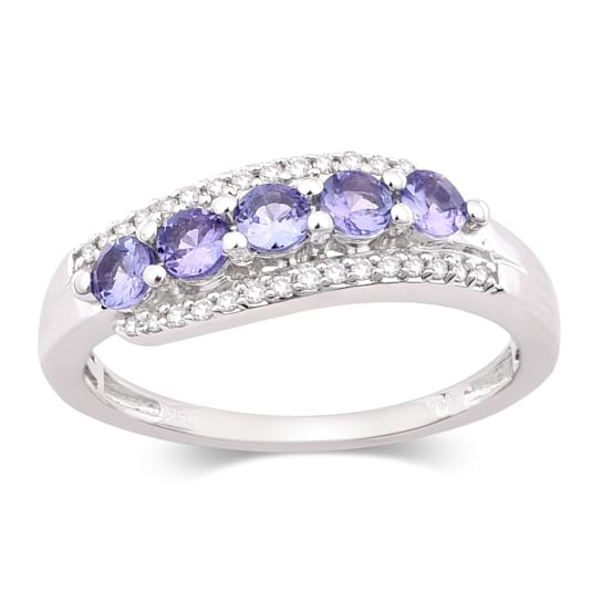 14K White Gold 0.47ctw Tanzanite & 0.09ctw Diamond Ring