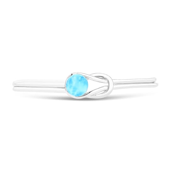 Larimar Rhodium Over Sterling Silver Knot Bangle Bracelet