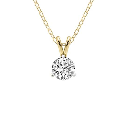 1 Ct 14K Gold IGI Certified Lab Grown Round Shape 3 Prong Diamond
Pendant Necklace Friendly Diamonds