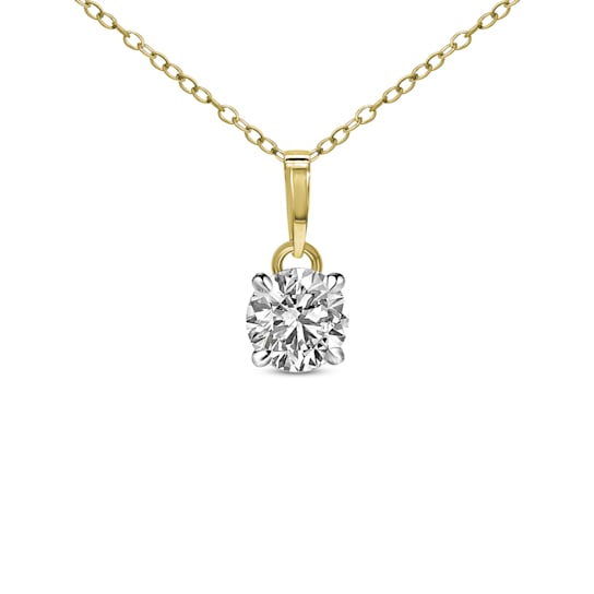 1 Ct 14K Gold IGI Certified Lab Grown Round Shape 4 Prong Diamond
Pendant Necklace Friendly Diamonds