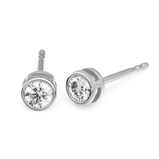 1 Ct 14K White Gold IGI Certified Lab Grown Bezel Solitaire Stud
Earrings Friendly Diamonds
