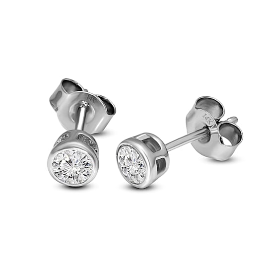 0.50 Ct 14K White Gold IGI Certified Lab Grown Bezel Solitaire Stud
Earrings Friendly Diamonds