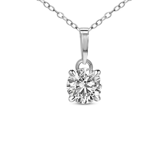 1.5 Ct 14K White Gold IGI Certified Lab Grown Round Shape 4 Prong
Diamond Necklace Friendly Diamonds