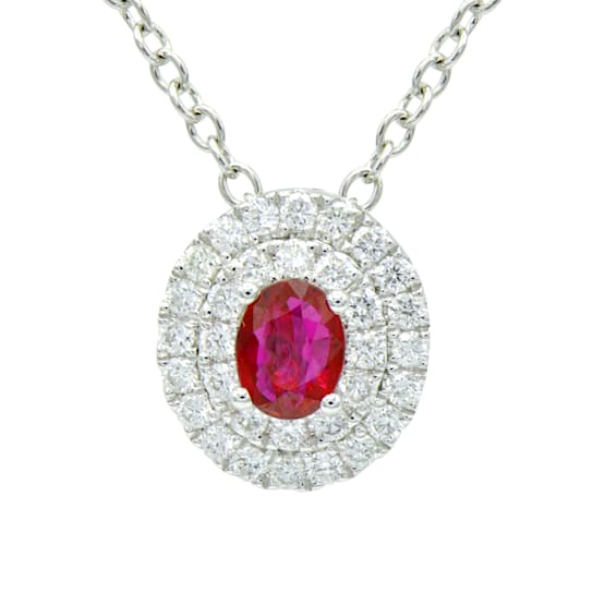 14KW 0.70 Ruby and Diamond Pendant With Chain
