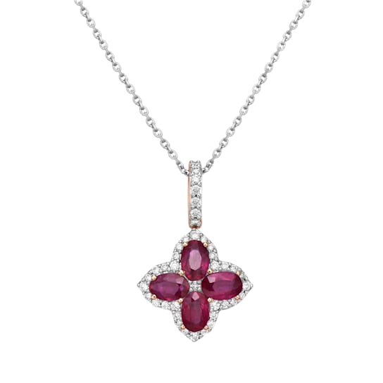 14KW 2.72ct Ruby and Diamond Pendant With Chain