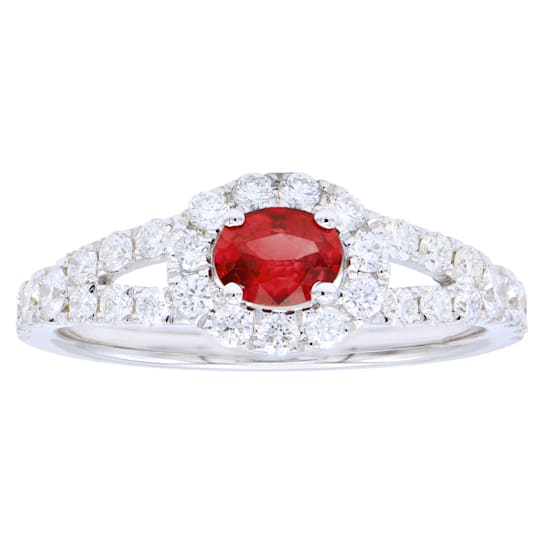 14K White Gold 0.93ct Ruby and Diamond Ring