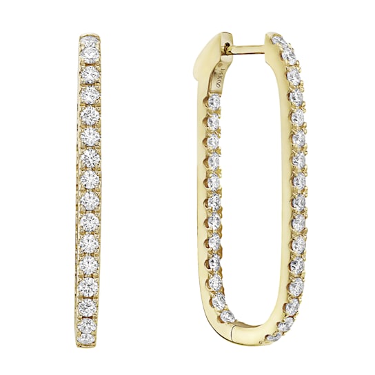 14K Yellow Gold 1.52ct Diamond Hoop Earrings