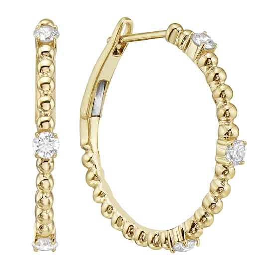 14K Yellow Gold 0.53ct Diamond Hoop Earrings