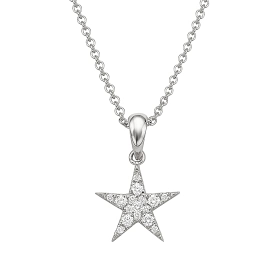 14KW 0.15ct Diamond Pendant With Chain