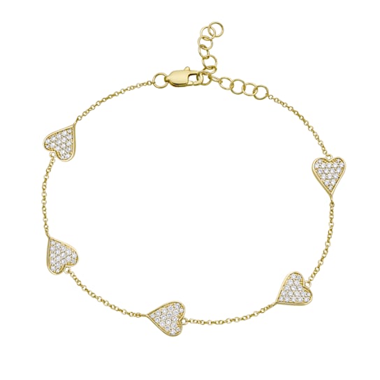 14K Yellow Gold 0.51ctw Diamond Heart Bracelet