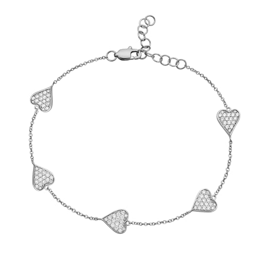 14K White Gold 0.51ctw Diamond Heart Bracelet