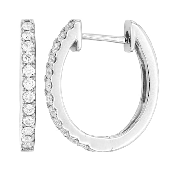 14K White Gold 0.26ct Diamond Hoop Earrings