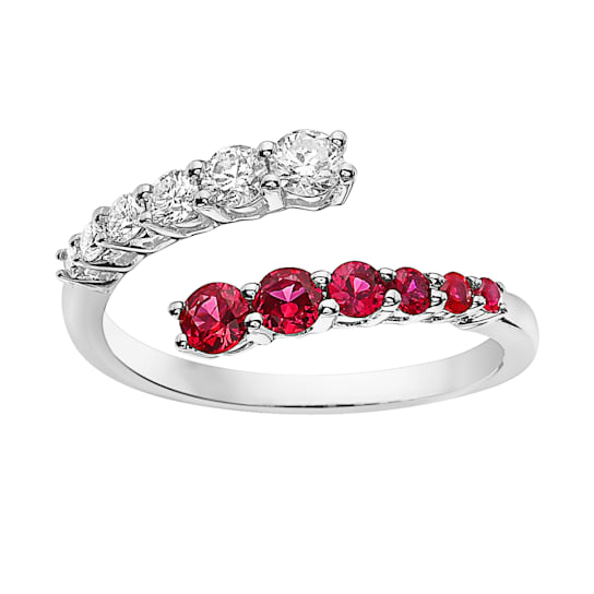 14K White Gold 0.79ct Ruby and Diamond Ring