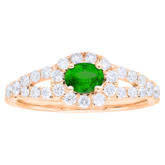 14K Yellow Gold 0.86ct Emerald and Diamond Ring