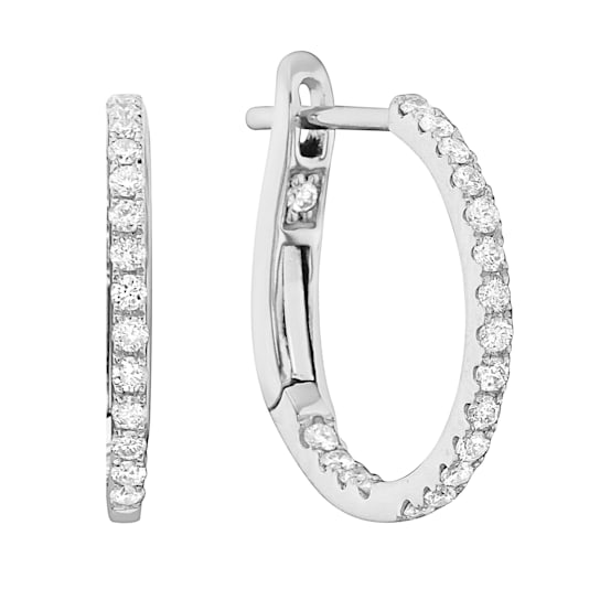 14K White Gold 0.31ct Diamond Hoop Earrings