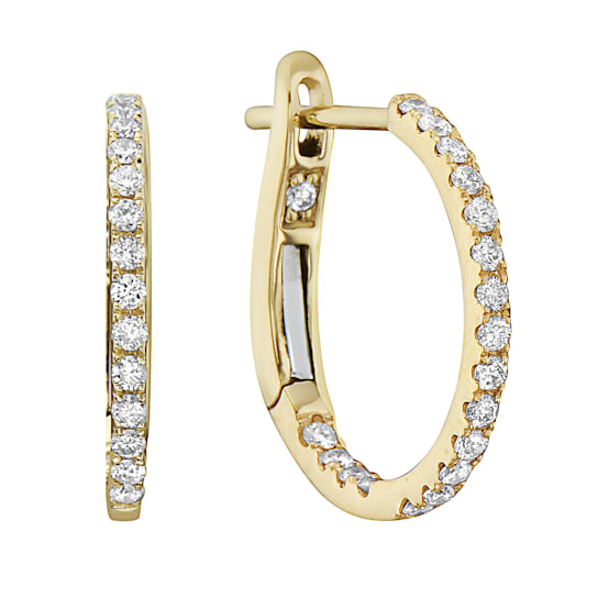 14K Yellow Gold 0.31ct Diamond Hoop Earrings