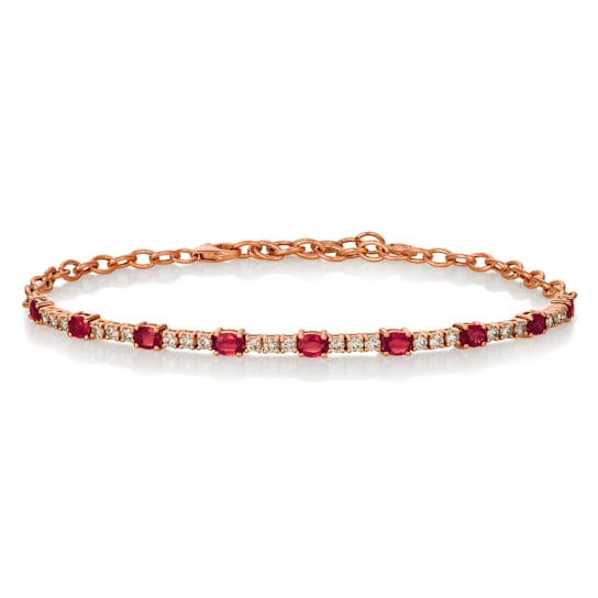 Le Vian Rose Gold 14k Adjustable Bracelet Ruby 1 3/4 CTW