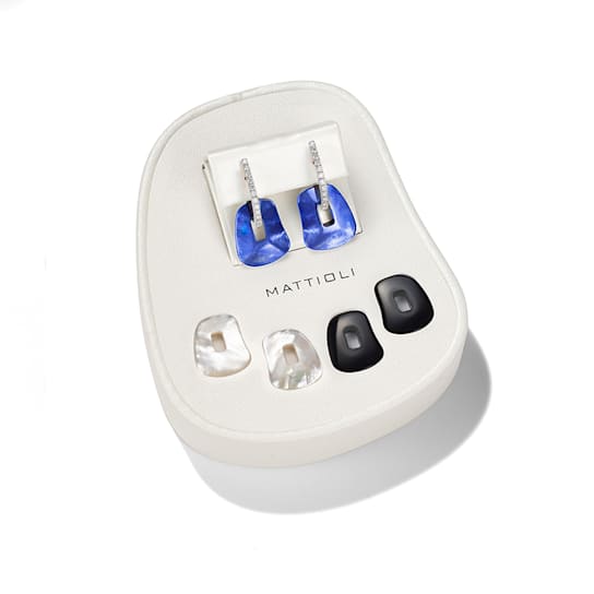 Mattioli small Puzzle earrings giftbox in 18-karat white gold and white diamonds