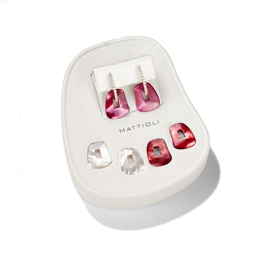 Mattioli small Puzzle earrings giftbox in 18-karat rose gold and white diamonds