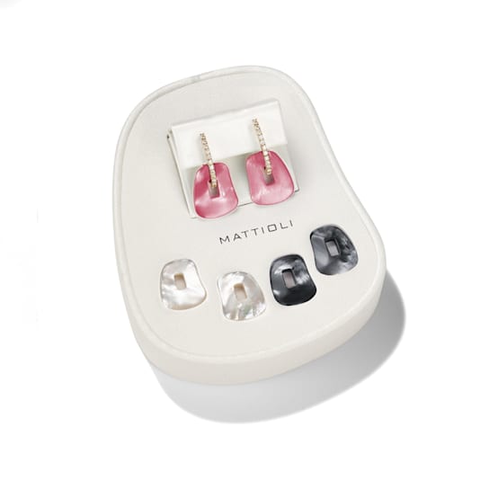 Mattioli small Puzzle earrings giftbox in 18-karat rose gold and brown diamonds