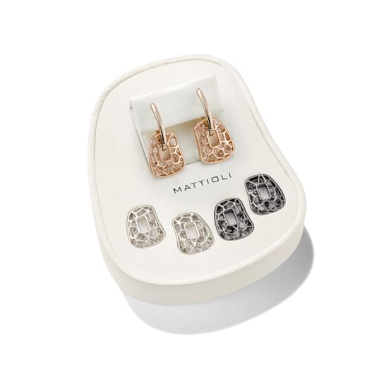 Mattioli small Puzzle earrings giftbox in 18-karat rose gold, silver and bronzE