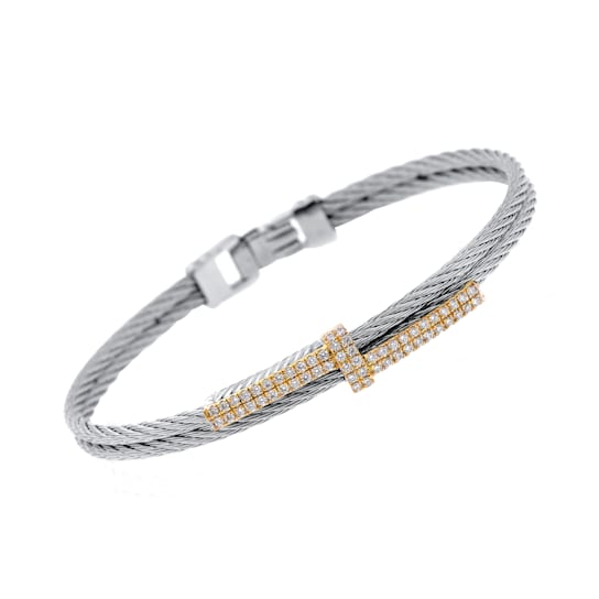 Alor Stainless Steel and 18K Yellow Gold Cable Classic Stackable Diamond
0.51 ct.tw Bracelet