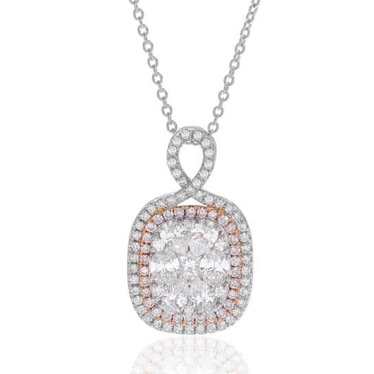 Gregg Ruth 18K White Gold, White Diamond 1.38ct. tw. and Pink Diamond
Pendant Necklace