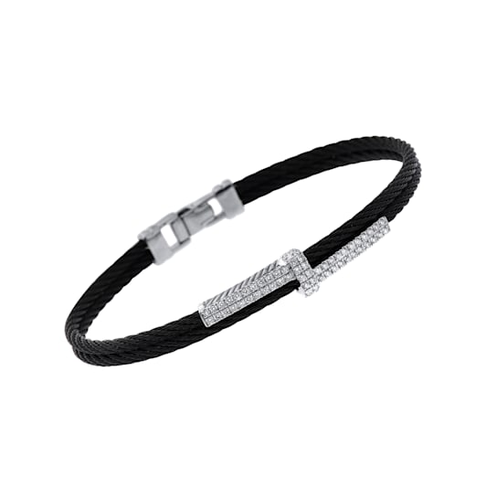 Alor Black Stainless Steel and 18K White Gold Cable Classic Stackable
Diamond 0.51 ct.tw Bracelet