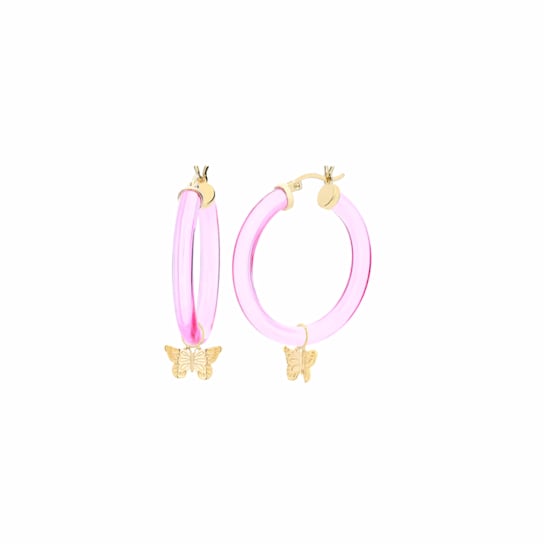 Mini Butterfly Charm Earrings in Pink