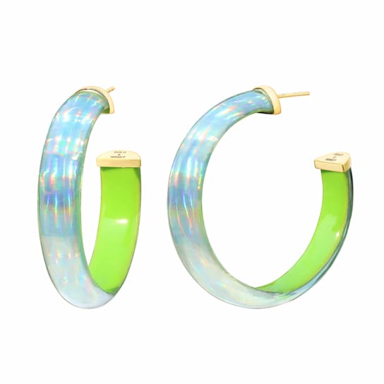 Iridescent Hoops in Neon Green