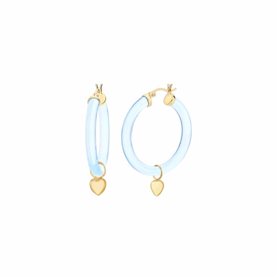 Mini Heart Charm Earrings in Blue