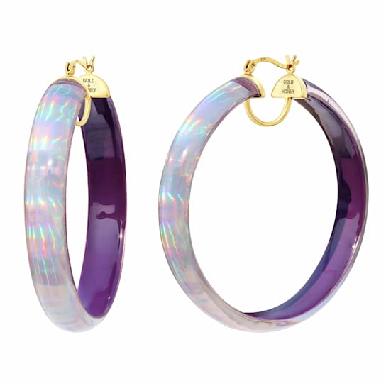 Large Iridescent Hoops in Purple