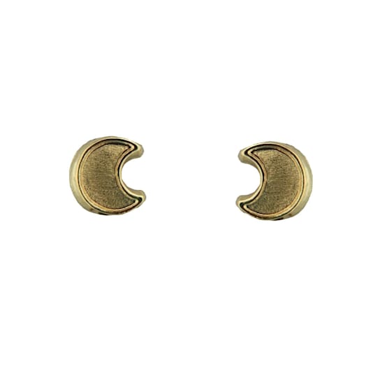 18K Solid Yellow Gold Plain Half Moon Screwback Earrings