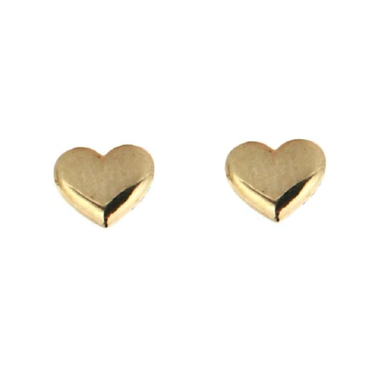 18K Solid Yellow Gold Polished Heart Post Earrings