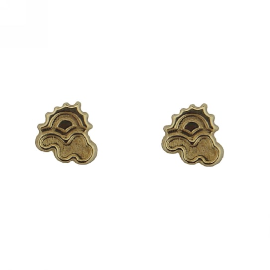 18K Yellow Gold Clouds with Sun Screwback Earrings