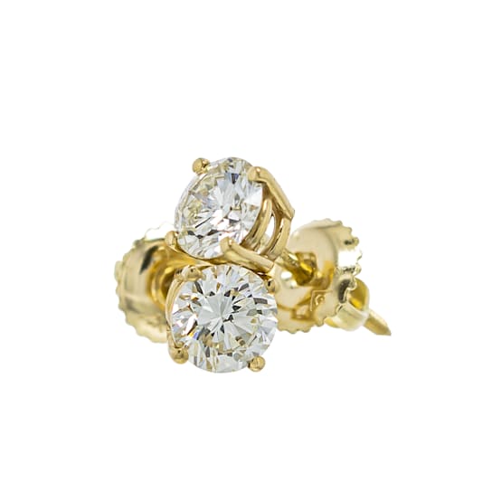 IGI Certified 1.00 Ct. T.W. White Lab-Grown Diamond Stud 14K Yellow Gold Earrings
