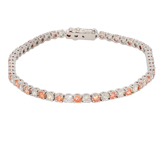 5.00 Ct. T.W. Pink And White Lab Grown Diamond 14K White Gold Bracelet