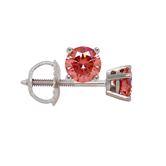 IGI Certified 1/2 Ct. T.W. Pink Lab-Grown Diamond Stud 14K White Gold Earrings