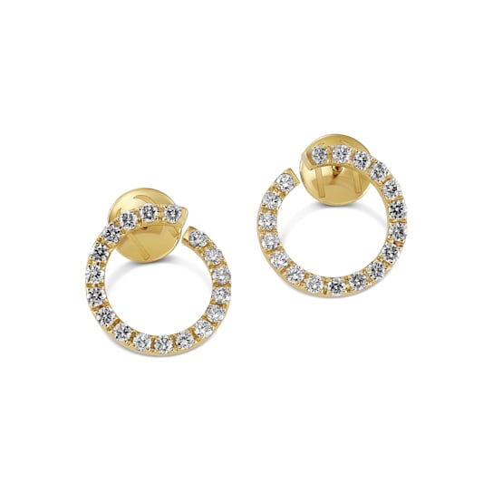 18K Yellow Gold White Diamond Earrings 1.08ctw