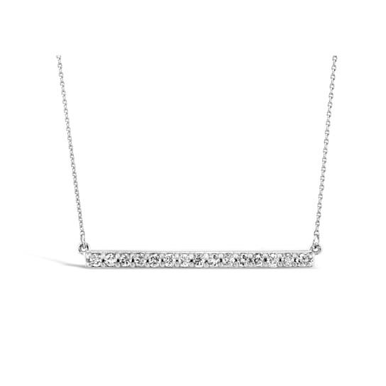 10K White Gold Horizontal Bar 1/4 Ctw Diamond Pendant Necklace (I-J
Color, I2-I3 Clarity), 16"
