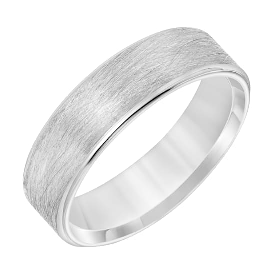 14K White Gold 6MM Polished Round Edge Wire Finish Wedding Band by
Brilliant Expressions